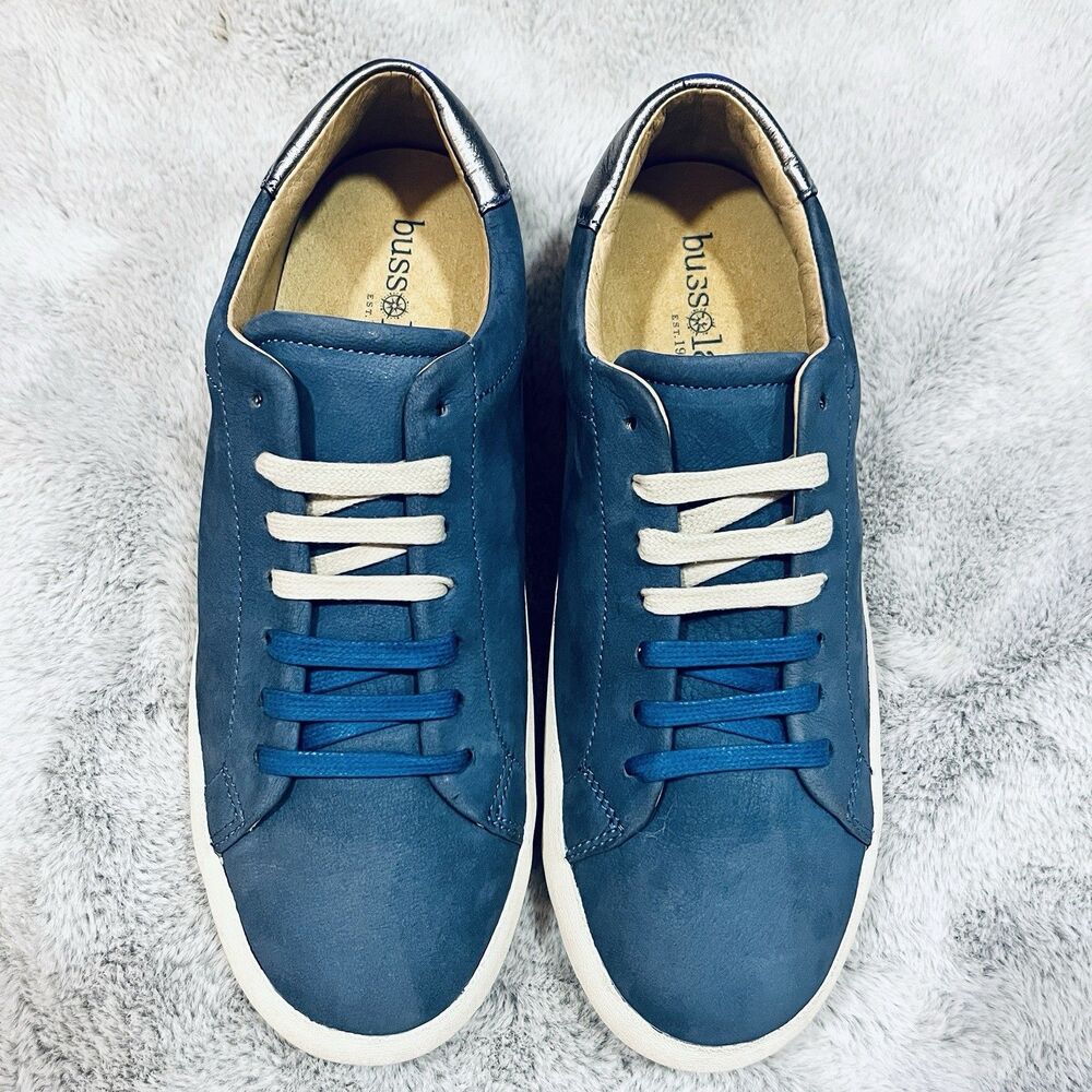 Bussola Minimalist Women’s Low Top Sneakers Blue Leather Size EU 38 - US 7.5